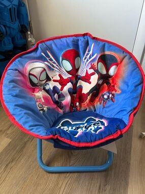 Marvel Spider-Man Plush Folding Kids Chair - Blue, Red & Pink Accents